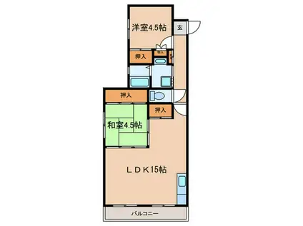 ハイツ神明(2LDK/3階)の間取り写真