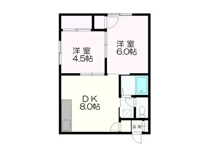 パレドブラン(2DK/2階)の間取り写真