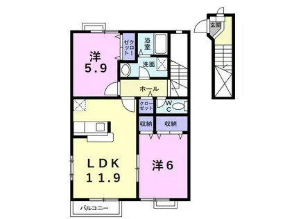 メゾンドラパンII(2LDK/2階)の間取り写真