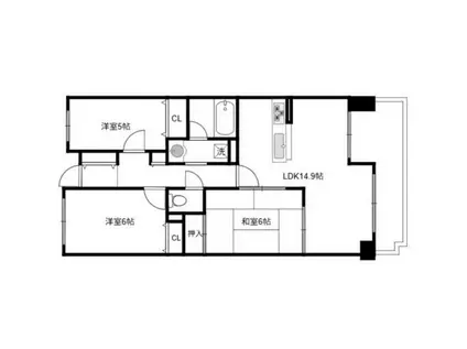 室内リノベ済み グランデュール鴨川I番館(3LDK/5階)の間取り写真