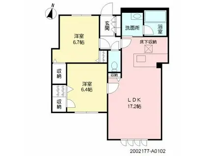 大濠パークレジデンス(2LDK/1階)の間取り写真