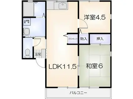 サンライズ(2LDK/2階)の間取り写真