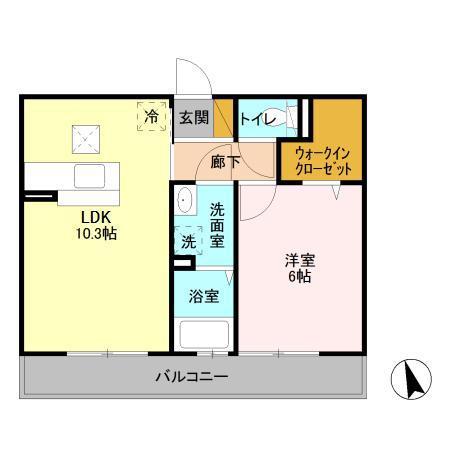 アリオコート(1LDK/1階)の間取り写真