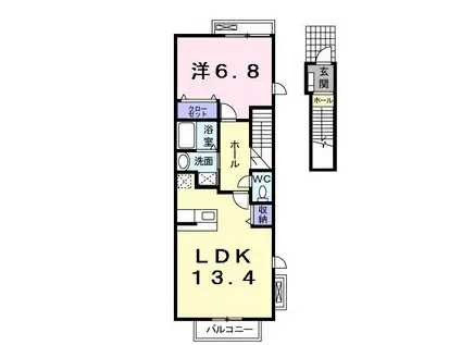 グリュック ハオス(1LDK/2階)の間取り写真