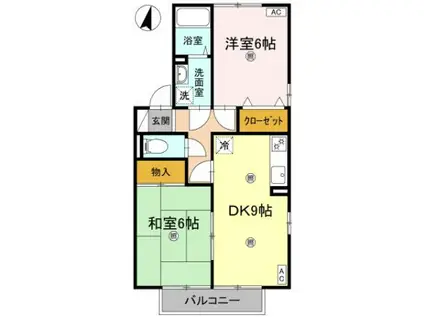 メナージュ B棟(2DK/2階)の間取り写真