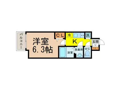 プレサンス丸の内城雅(1K/5階)の間取り写真