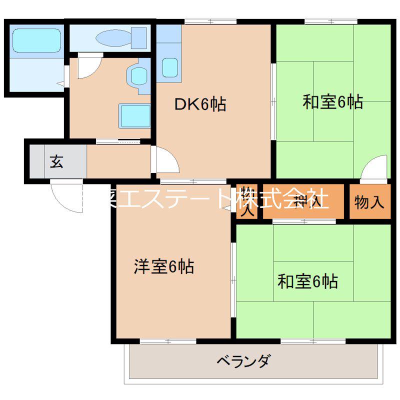 アーバンライフ旗崎(3DK/2階)の間取り写真