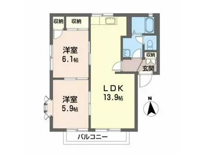 アークヒルズ(2LDK/1階)の間取り写真