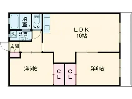サンハイツもみじヶ丘(2LDK/2階)の間取り写真