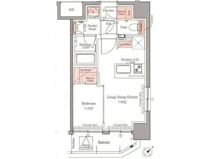 藤沢市鵠沼橘1丁目 マンション(1DK/3階)の間取り写真
