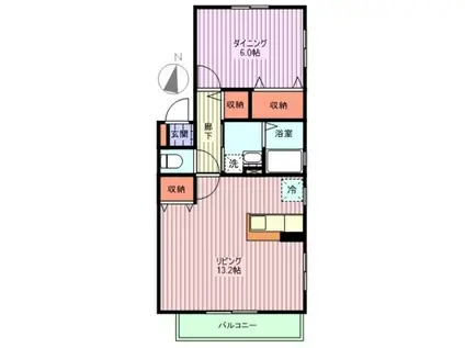 カサベルデK(1LDK/2階)の間取り写真