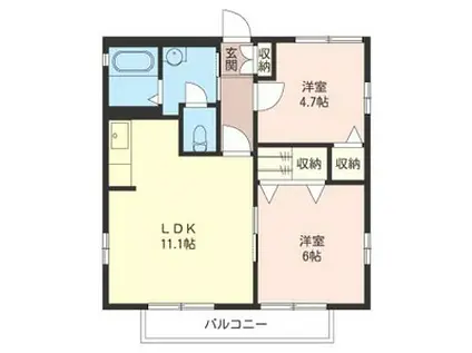 プリムローズ(2LDK/2階)の間取り写真