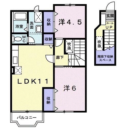 ノースショア(2LDK/2階)の間取り写真
