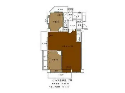 パレス鹿子殿(2LDK/2階)の間取り写真