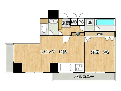 ライオンズマンション安里(1LDK/6階)の間取り写真