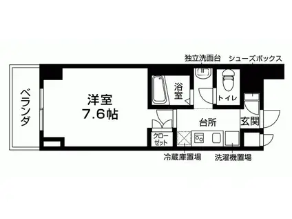 フィル・ドゥ・ボヌール橋本(1K/6階)の間取り写真