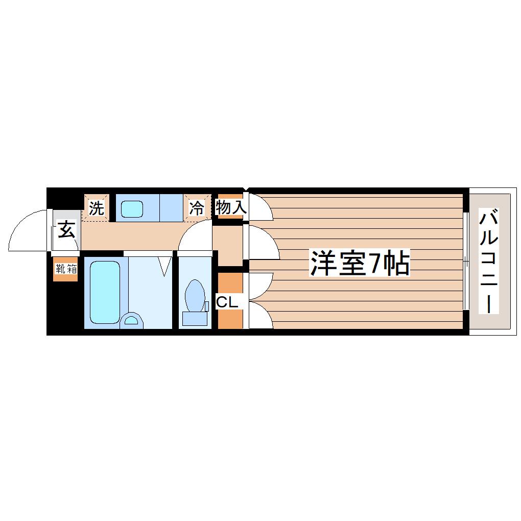 スターライト台原(1K/1階)の間取り写真