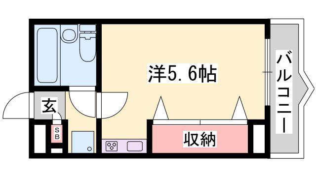 サンパレス21姫路(ワンルーム/8階)の間取り写真