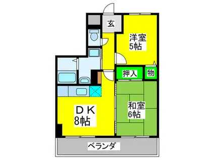 グリットハウス津久野(2DK/4階)の間取り写真