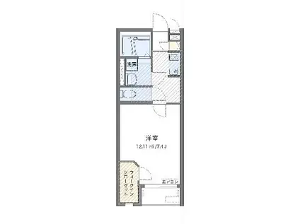 レオネクストブルーイン(1K/1階)の間取り写真