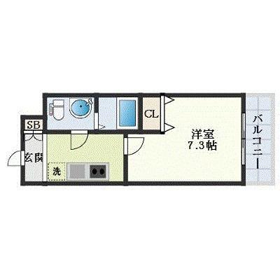 アリビオ千里豊津(1K/8階)の間取り写真