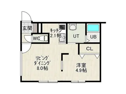 LAND SAKAEMACHI(1LDK/3階)の間取り写真