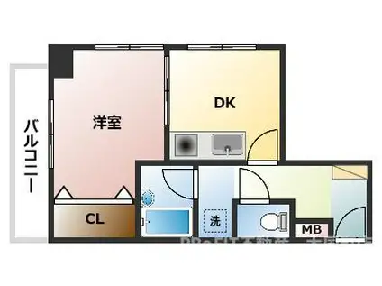 ライオンズマンション難波南(1DK/2階)の間取り写真