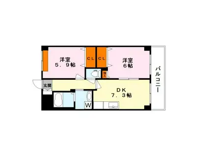 FOREST COURT(2DK/5階)の間取り写真