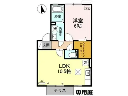 ウィルモア桜町(1LDK/1階)の間取り写真