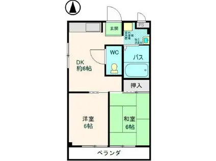 ハイム・エアーズロック(2DK/2階)の間取り写真