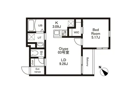 CHERIM南福岡V(1LDK/1階)の間取り写真