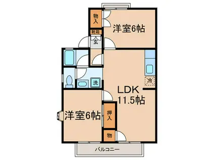 リヴレーヌアン(2LDK/2階)の間取り写真