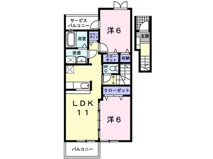 グリーンフォレストII(2LDK/2階)の間取り写真