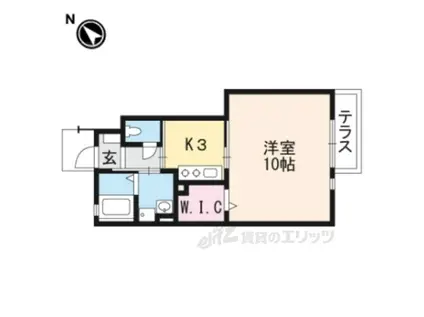 ウエストパレスⅡ(1K/1階)の間取り写真