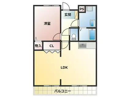 JR和歌山線 岩出駅 バス乗車時間:10分 最寄りバス停で下車 徒歩6分 9階建 築35年(1LDK/2階)の間取り写真