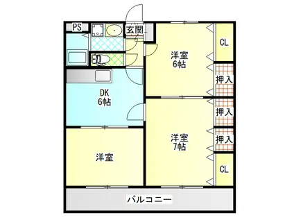 ビューテラス福田(3DK/1階)の間取り写真
