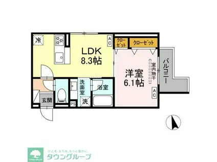 セレスティア栗原II(1LDK/3階)の間取り写真