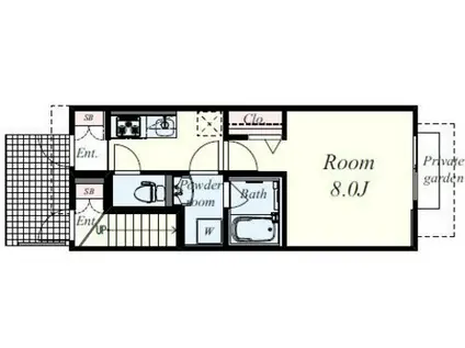 シャルマン藤田Ⅲ(1K/1階)の間取り写真