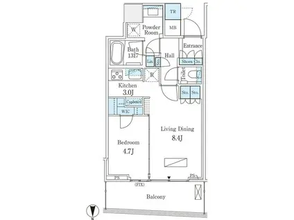 パークタワー晴海(1LDK/15階)の間取り写真