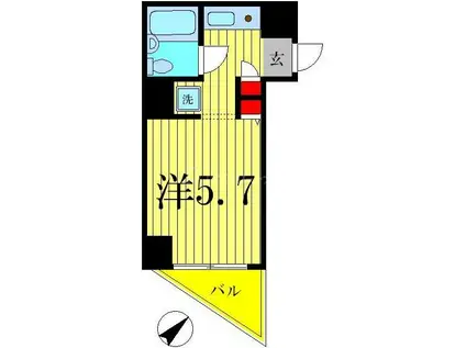 コスモ亀有V(1K/13階)の間取り写真