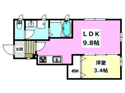 ラシーネ小野原西(1LDK/1階)の間取り写真