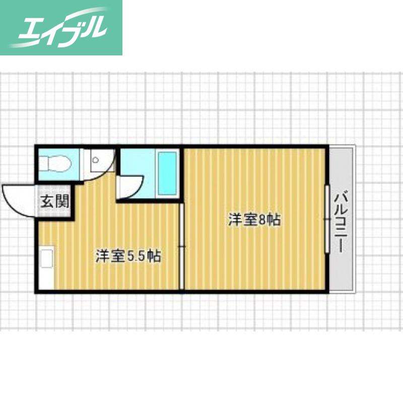鈴木建設ビル(1DK/2階)の間取り写真