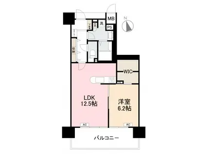 アルファライフ瓦町北905号(1LDK/9階)の間取り写真