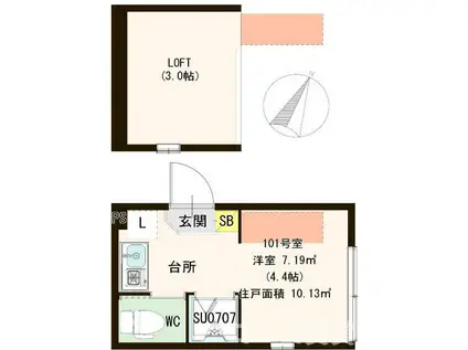 セント・キューブ東十条(ワンルーム/1階)の間取り写真