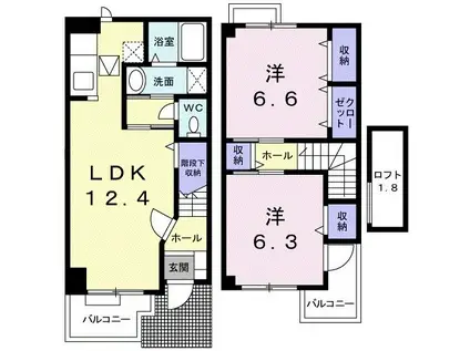 ベルフィーユ (2LDK/1階)の間取り写真