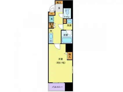 カスタリア勾当台公園(1K/2階)の間取り写真