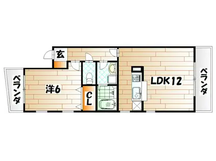 グランオヴェストII(1LDK/2階)の間取り写真