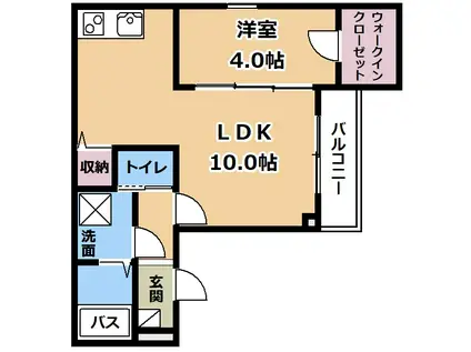ジーメゾン大津横木ルイエル(1LDK/3階)の間取り写真