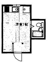 ヒルハイツ(ワンルーム/2階)の間取り写真