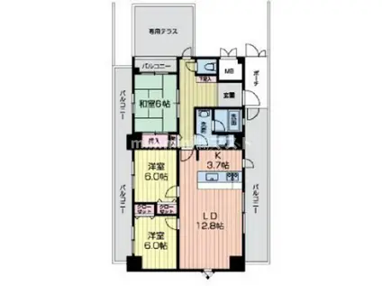 エルセレーノ九条(3LDK/8階)の間取り写真